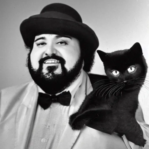 Prompt: a photo of Pavarotti when he was a cat