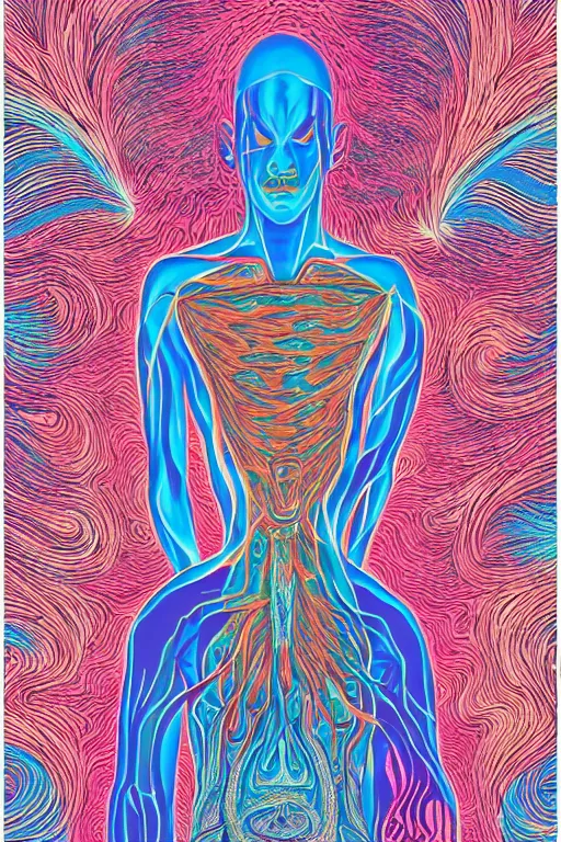 Image similar to a tab of LSD acid on a tongue with psychedelic hallucinations, screenprint by kawase hasuialex grey and dan hillier, colorful flat design, hd, 8k