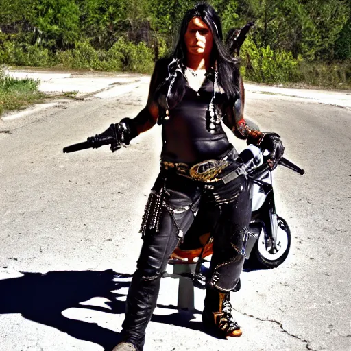 Image similar to sheya nox, female gangrel of the circle of the crone, native american biker chick