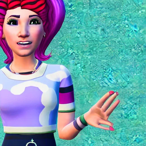 Image similar to julianna rose mauriello as stephanie from lazytown as a sims from sims 4