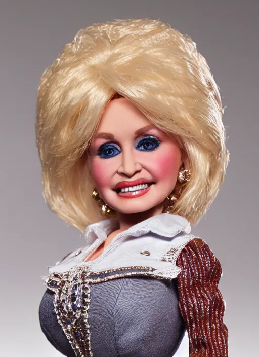 Image similar to dolly parton fashion doll, product image, highly detailed, intricate detail, studio lighting, hd