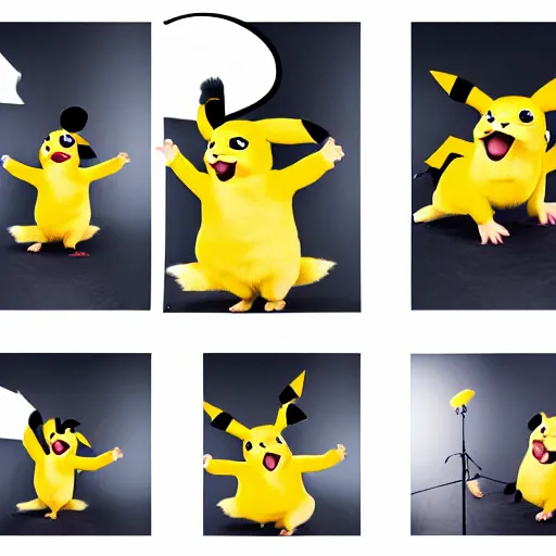 Image similar to portrait sneezing mid - sneeze midsneeze detective sneezing pikachu mid - sneeze wiping face with rag at a photoshoot studio lighting