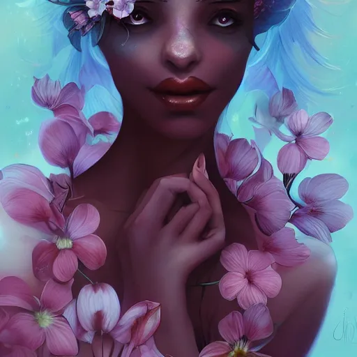 Image similar to flower by Anna Dittmann Black woman best on artstation