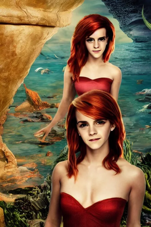 Image similar to tonemapped emma watson as ariel from the little mermaid