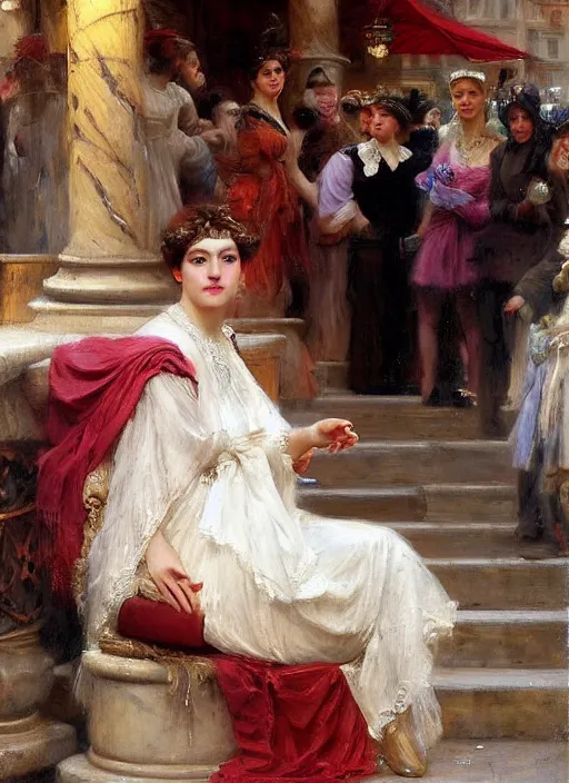 Image similar to a roman emperor waiting in line at starbucks by vladimir volegov and alexander averin and pierre auguste cot and delphin enjolras