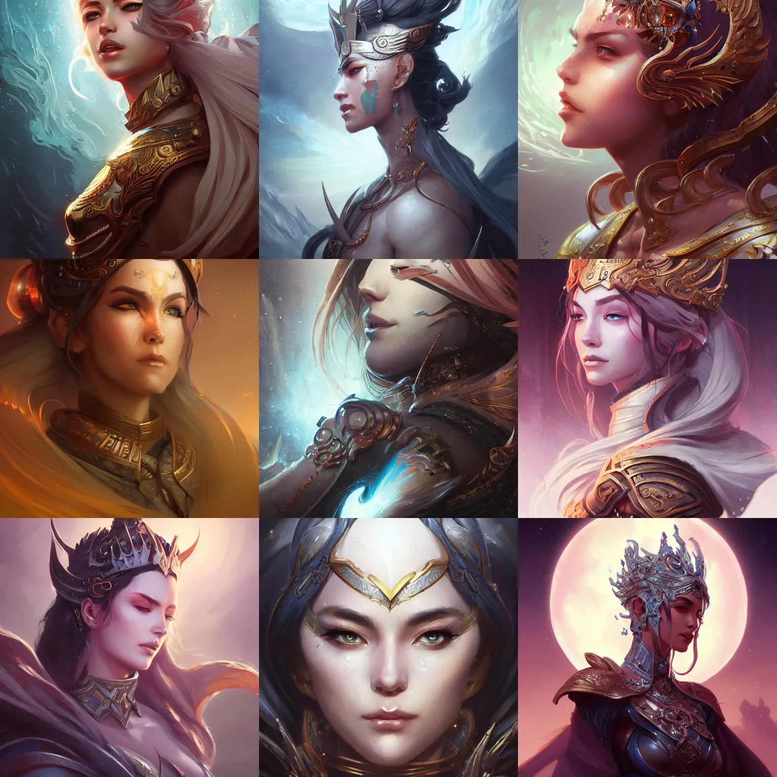 Image similar to lunar empress, art by artgerm and greg rutkowski and magali villeneuve, d & d, fantasy, highly detailed, headshot, digital painting, trending on artstation, concept art, sharp focus, illustration