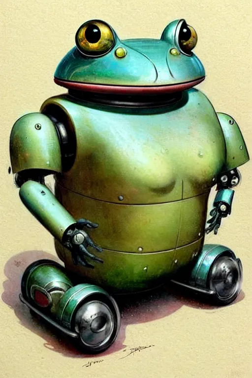 Prompt: ( ( ( ( ( 1 9 5 0 s retro future android robot fat robot frog wagon. muted colors., ) ) ) ) ) by jean - baptiste monge,!!!!!!!!!!!!!!!!!!!!!!!!!