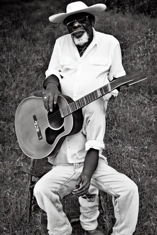 Prompt: Ol' Dry Butter, deeply seasoned bluesman from louisiana