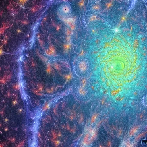 Image similar to fractals formed from galaxies, high detail