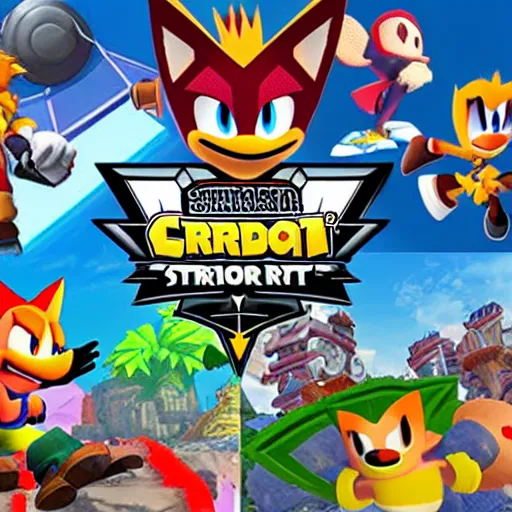 Image similar to crash bandicoot bros kirby super star ultra sonic the hedgehog gta style ratchet and clank