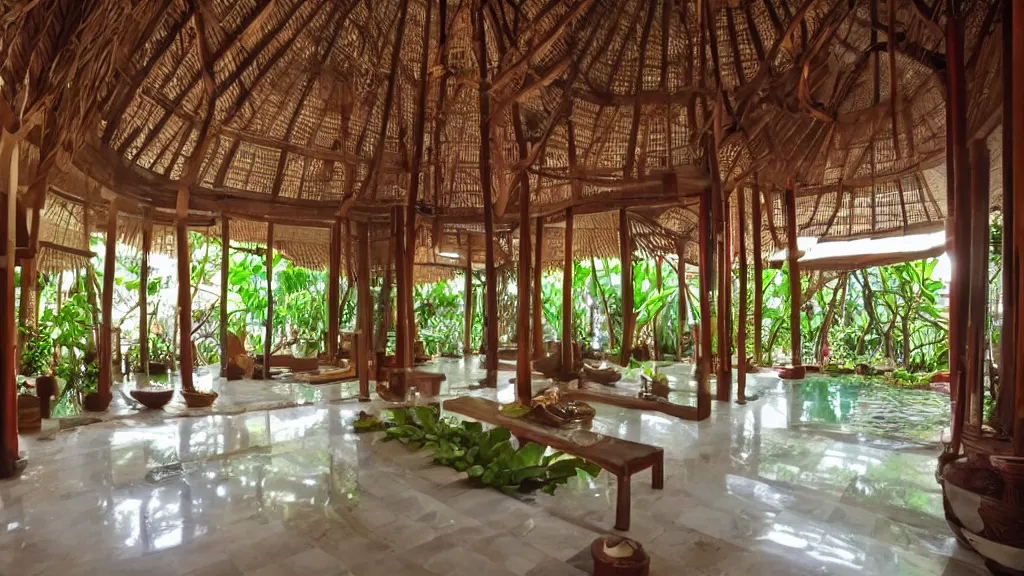 Image similar to bali interior indoor architecture, trending, famous, popular