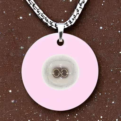 Image similar to bacteria necklace, white mink with big pink neck circle of chromosomes and bacteria matte art hd 8k starring at camera symmetrical mink face bacteria chromosomes matte portrait photo