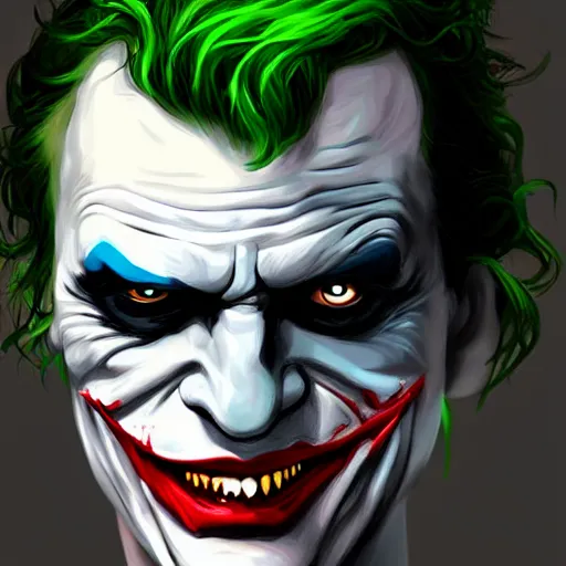 Image similar to the joker with Batman face mask, digital painting, amazing detail, artstation, cgsociety