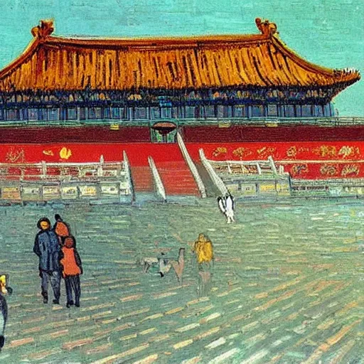 Prompt: The Forbidden City, painted by Vincent Van Gogh