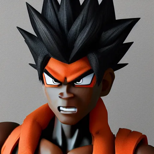 Image similar to black goku, highly detailed, ultra highly detailed, 3 d rendered, precise quality, trending