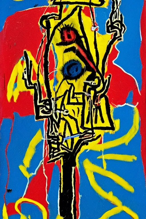 Image similar to Basquiat tarot card Ace of Wands