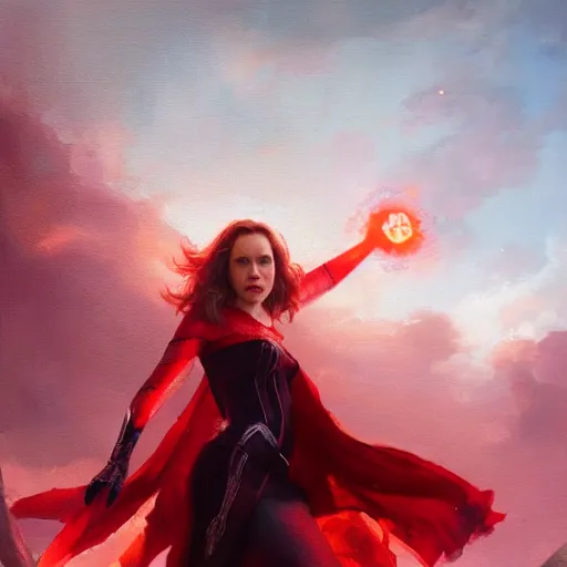 Prompt: rachel mcadams as scarlet witch, oil painting, Tooth Wu, Greg Rutkowski, RPG portrait, dynamic lighting, fantasy art, High contrast, depth of field