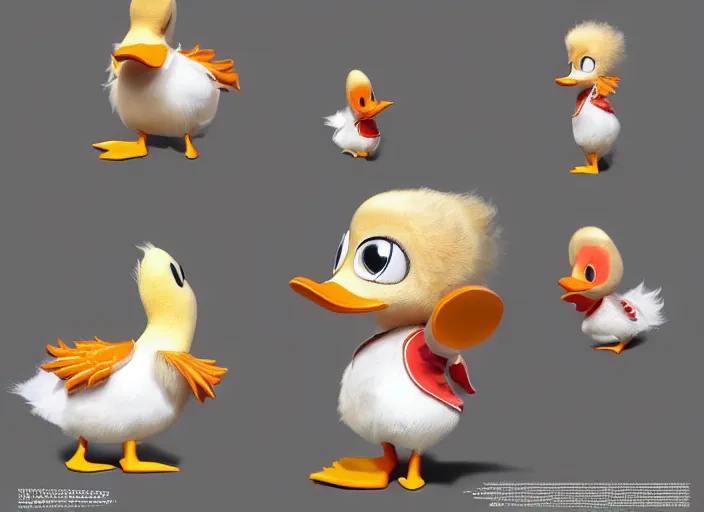 Image similar to award - winning detailed concept art of a cute iconic anthropomorphic duck character wearing a sailor suit. art by wlop, realistic. detailed feathers, art by cheng yi. artstationhd, artgerm, 3 dcg, pixar zootopia. 3 d rendering, high quality model sheet, donald. model sheet detailed