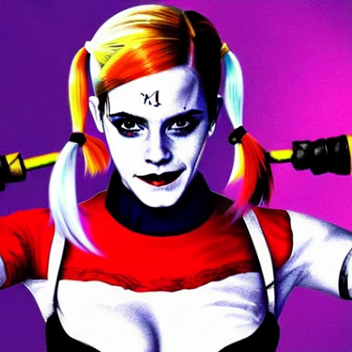 Image similar to emma watson as harley quinn from suicide squad