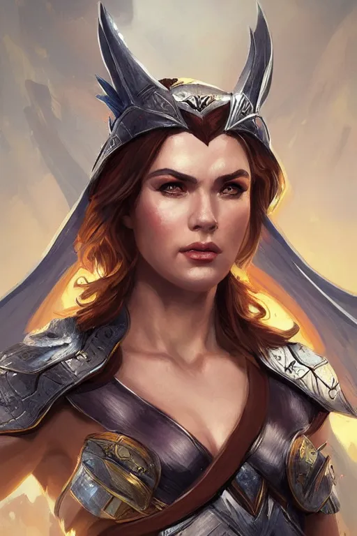 Image similar to amazon valkyrie athena, d & d, fantasy, portrait, highly detailed, headshot, digital painting, trending on artstation, concept art, sharp focus, illustration, art by artgerm and greg rutkowski and magali villeneuve