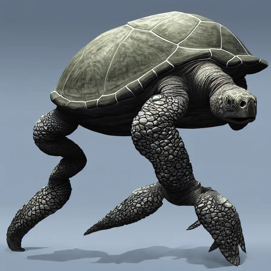 Prompt: a giant turtle standing!!! upright!!!, two tusks!! can be seen coming protruding out of the mouth, concept art, artstation, extremely detailed!!!