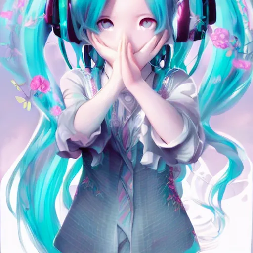 Image similar to hatsune miku, gorgeous, amazing, elegant, intricate, highly detailed, digital painting, artstation, concept art, sharp focus, illustration, art by Ross tran