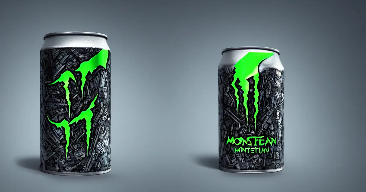 Prompt: aluminian can of monster energy drink, highly detailed, digital painting, artstation, concept art, smooth and sharp focus, illustration