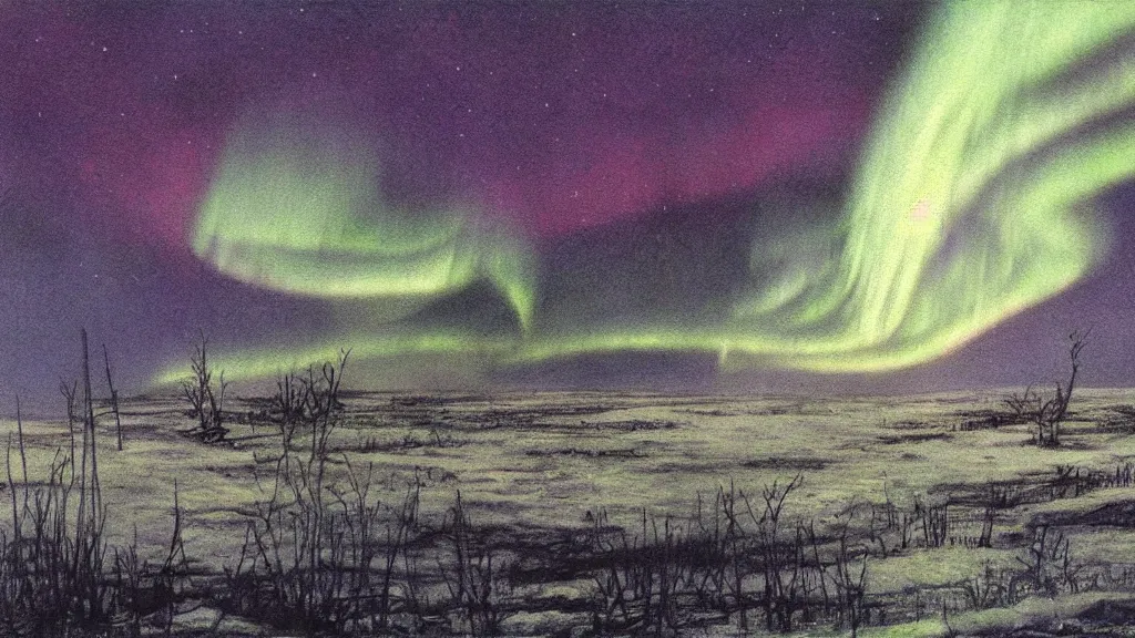 Image similar to the northern lights illustrated by alan lee