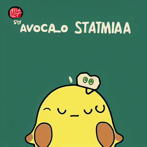 Prompt: avocado character in the style of gudetama, by ghibli