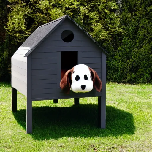 Image similar to dog house mansion for snoopy, immense scale, grand