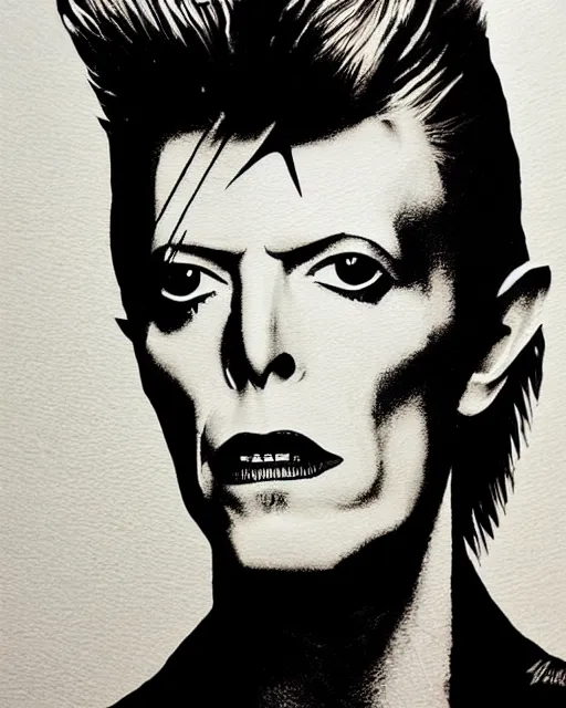 Image similar to David Bowie in Inkwork painting style