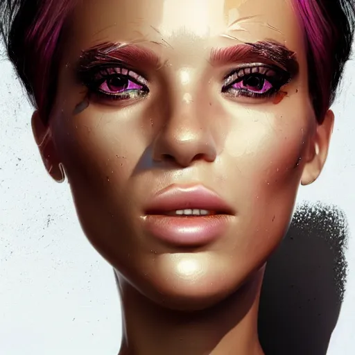 Image similar to electric woman, cute - fine - face, pretty face, oil slick hair, realistic shaded perfect face, extremely fine details, realistic shaded lighting, by dominik mayer