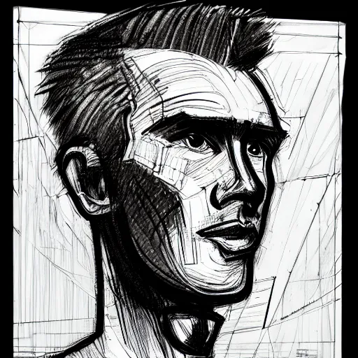 Prompt: a realistic yet scraggly portrait sketch of the side profile of a stern and sophisticated max headroom, trending on artstation, intricate details, in the style of frank auerbach, in the style of sergio aragones, in the style of martin ansin, in the style of david aja, in the style of mattias adolfsson