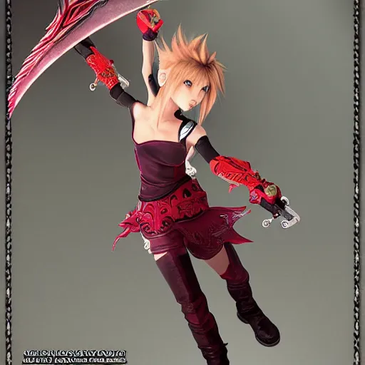 Image similar to final fantasy 7 hyper realistic ruby weapons, highly detailed.