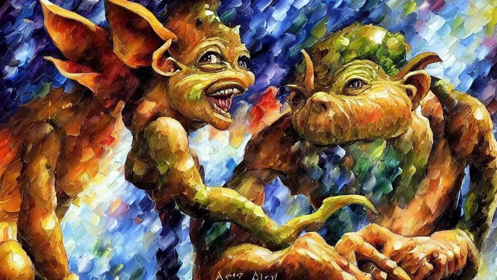 Prompt: A beautiful, highly detailed, very realistic oil painting of a goblin oil painting by Afremov.