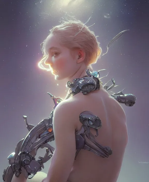 Image similar to simplicity, portrait of a alien insect, adorable, childlike, milky way environment, ultra realistic, concept art, intricate details, cheerful, highly detailed, photorealistic, octane render, 8 k, unreal engine. art by artgerm and greg rutkowski and alphonse mucha