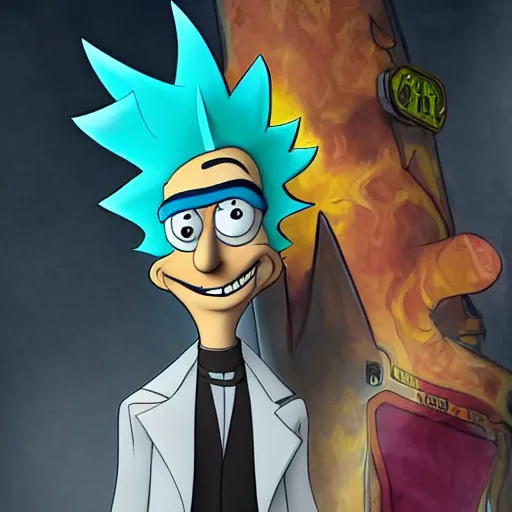 Prompt: Heinz Doofenshmirtz meets Rick Sanchez at Comic Con Convention, Realistic, HD Quality, 8k Resolution, Digital Art, Trending on Artstation