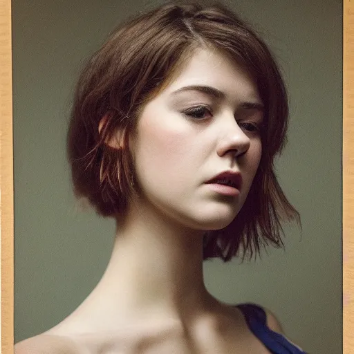 Image similar to a masterpiece portrait photo of a beautiful young woman who looks like a huge mary elizabeth winstead, symmetrical face