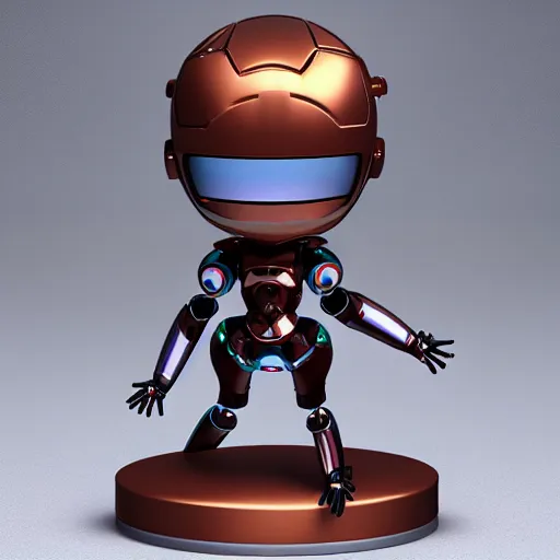 Image similar to cute chibi pvc figure of a robot girl, knight armor, energetic, anime, vray