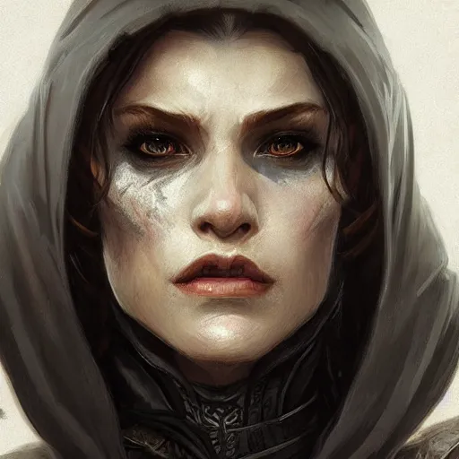 Image similar to female dragonborn rogue, lifelike, portrait, highly detailed, digital painting, artstation, concept art, sharp focus, illustration, cinematic lighting, art by artgerm and greg rutkowski and alphonse mucha