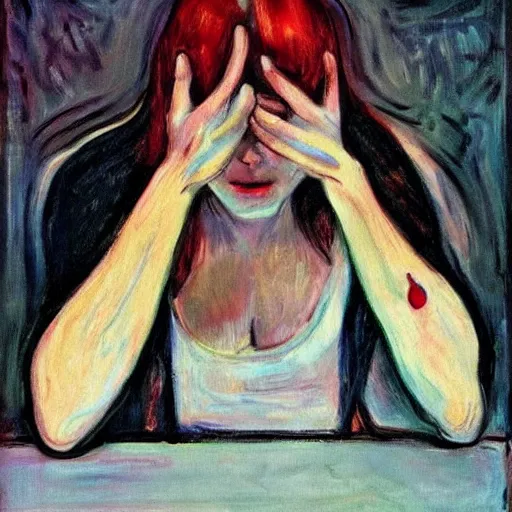 Image similar to its like russian roulette, when your placin, your bet, art by edvard munch. so don't be upset when your broke and your done, art by robert hickox. canvas art, dark ambient, image elegant. acrylic art, trending on artstation