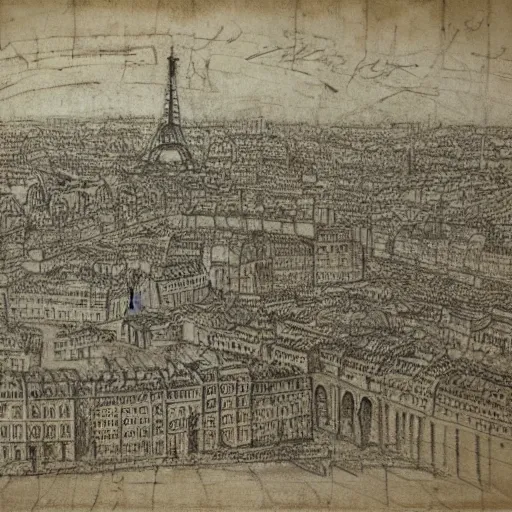 Image similar to realistic sketch of paris by leonardo da vinci