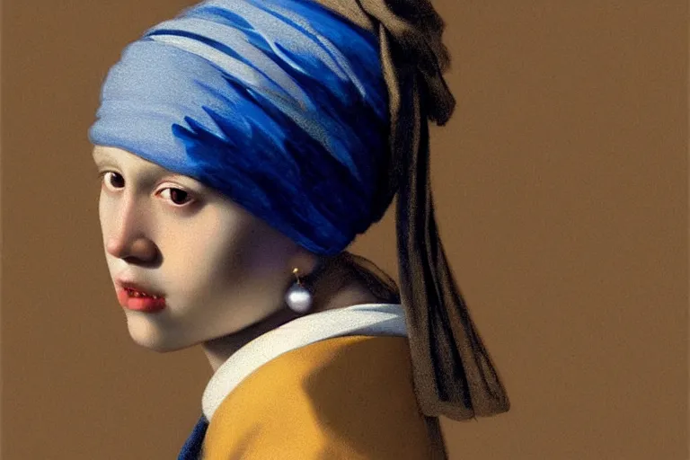 Image similar to Boy with a black pearl earring, portrait, sharp focus, intricate, elegant, digital painting, artstation, matte, highly detailed, concept art, illustration, ambient lighting, art by Vermeer, artgerm, Alphonse mucha, and Greg Rutkowski