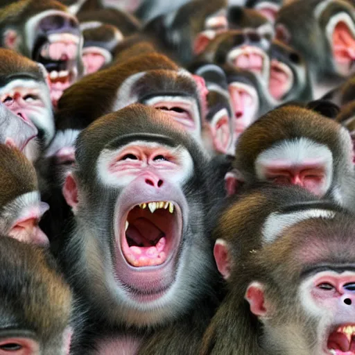 Image similar to an army of laughing monkeys