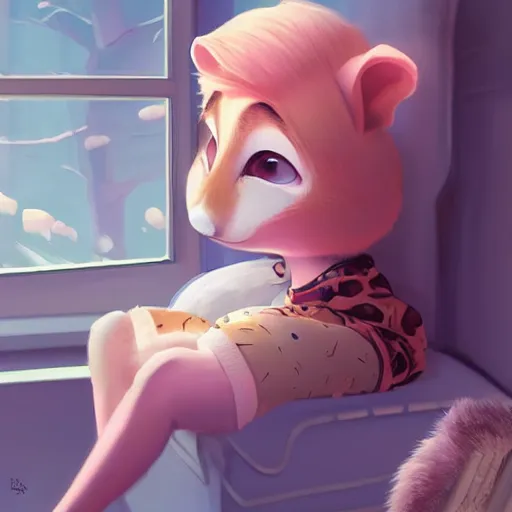 Image similar to little girl in pajama. digital artwork made by ilya kuvshinov, inspired by zootopia, highly detailed, realistic,