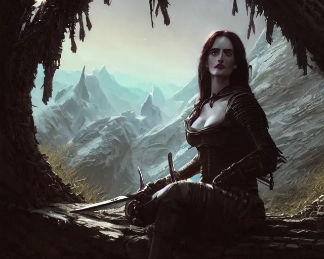 Prompt: highly detailed portrait of eva green, in skyrim, stephen bliss, unreal engine, fantasy art by greg rutkowski, loish, rhads, ferdinand knab, makoto shinkai and lois van baarle, ilya kuvshinov, rossdraws, tom bagshaw, global illumination, radiant light, detailed and intricate environment