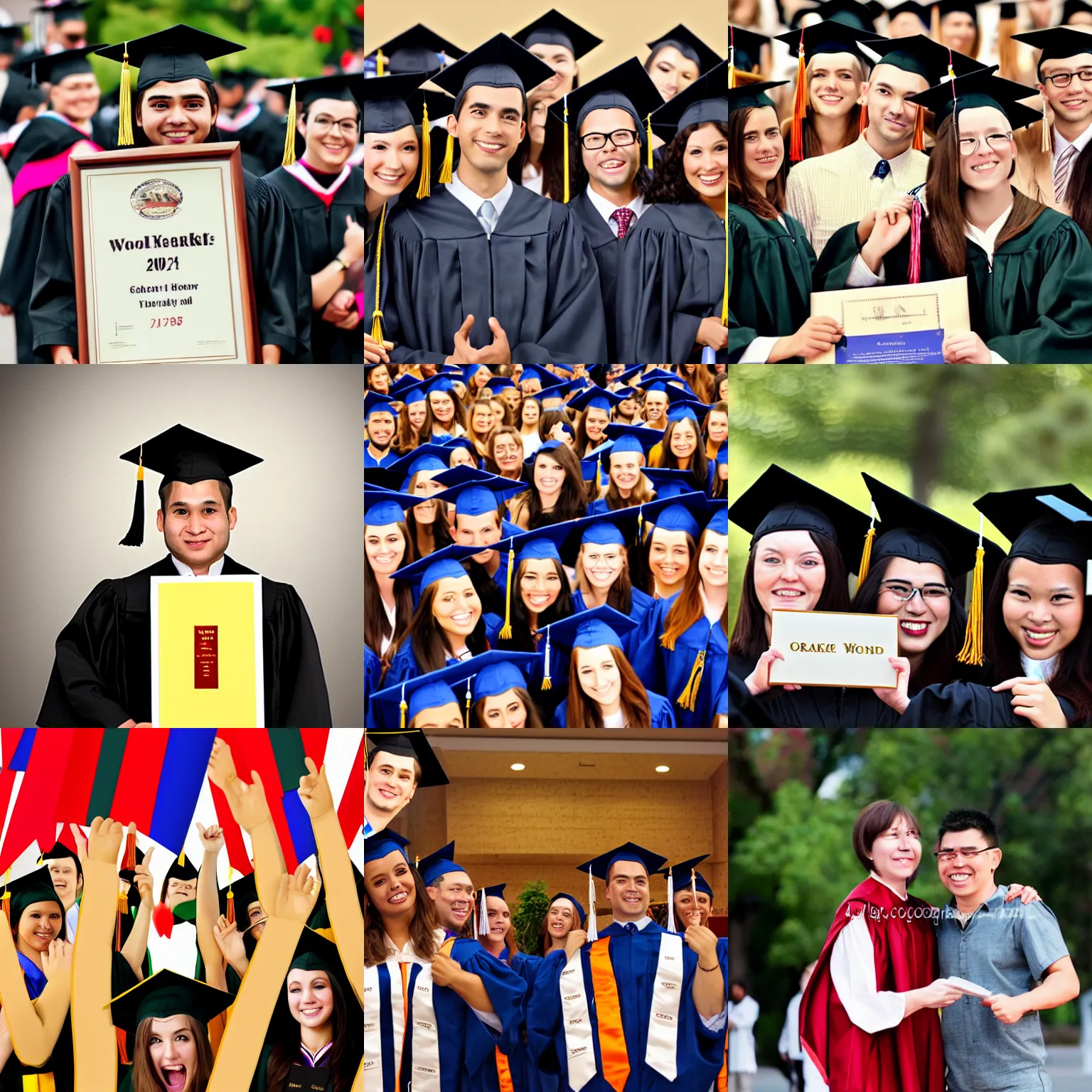 Prompt: wojak graduates from college, photohraphy, sentimental, achievement, golden years