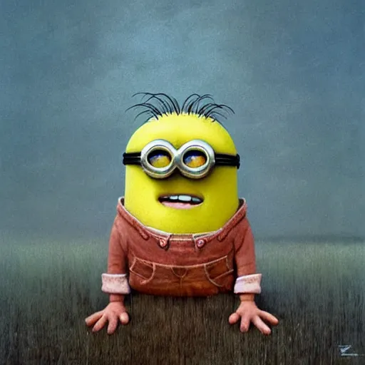 Prompt: minions, minions movie, illustrated by zdzisaw beksinski