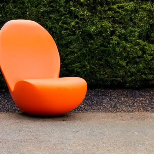 Image similar to a chair in the shape of an orange.