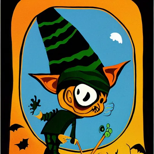 Image similar to halloween goblin illustration, childrens book, simple art by jack prelutsky